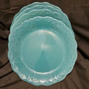 Pioneer Woman Cowgirl Lace Teal 2 pc Dinner Plates